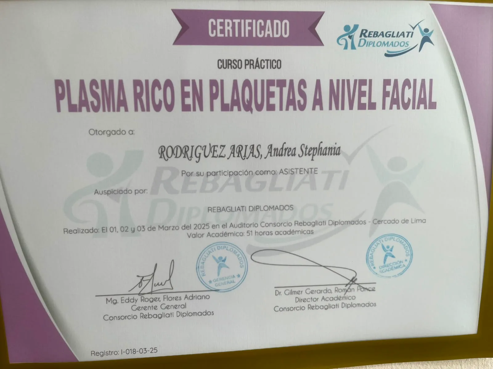 Certificado de la fundadora de Klass Salón & Spa (1)
